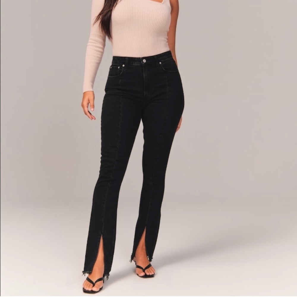 Abercrombie Black Curve Love Split Hem High Rise Skinny Jeans, Sz 23 Short